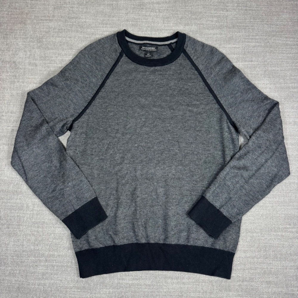 Banana Republic Pima Cotton Cashmere Grey Crewneck Raglan Sweater Mens Small